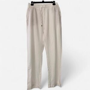 Coastal grandma Zara white Linen Drawstring Relaxed Trousers size L